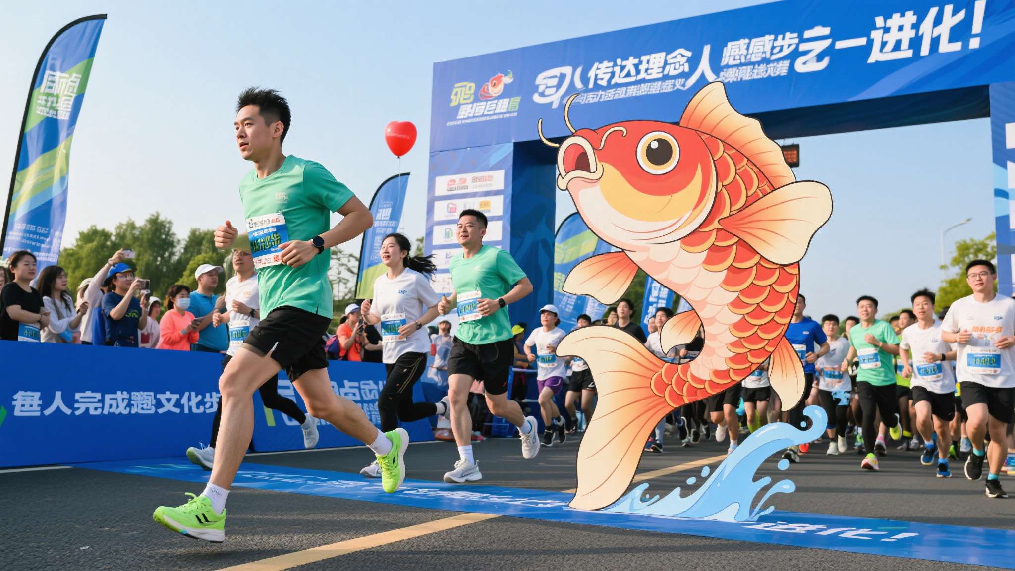 韩国举办“宝可梦路跑”活动 5000人化身鲤鱼王奔跑 活动主办方表示,选择鲤鱼王作为主题,正是希望传递一个信息:无论起点如何,只要勇于